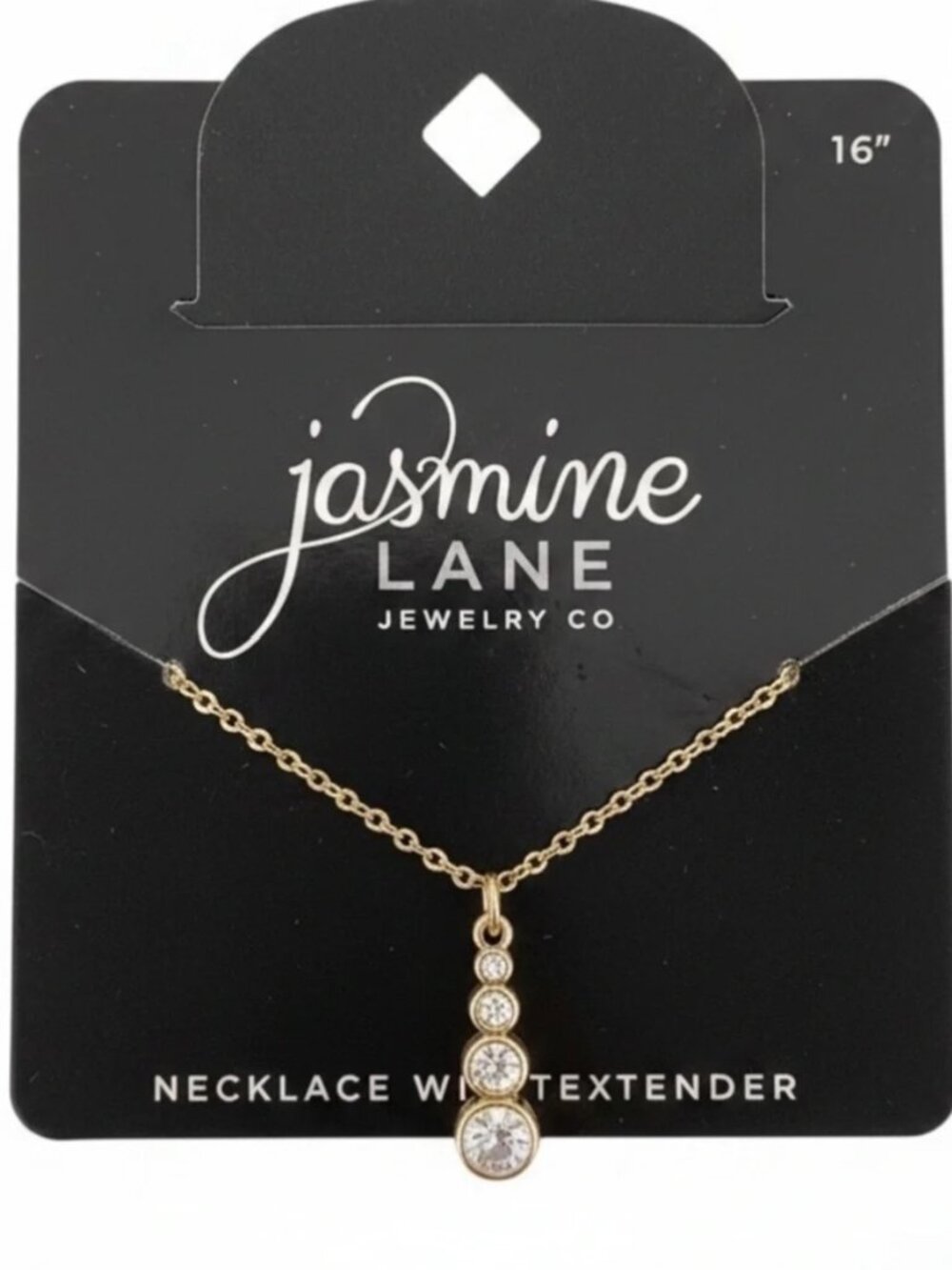 Jasmine Lane Gold Tone Necklace with Crystal Accents 16" With Extender - NWT